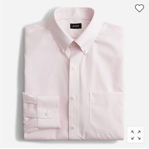 J.Crew Men’s Classic Bowery Wrinkle-Free Cotton Shirt in stripe pink white